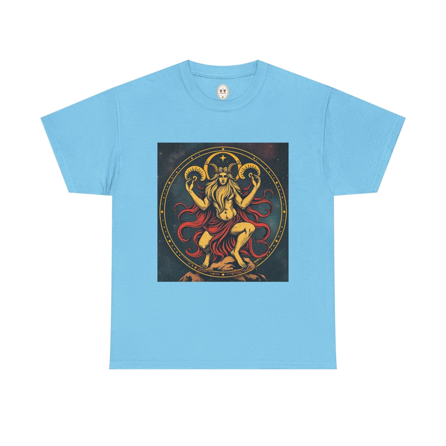 Unisex Heavy Cotton T-Shirt, Aries God 3v, Zodiac Design