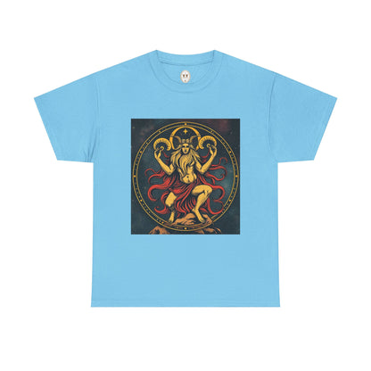 Unisex Heavy Cotton T-Shirt, Aries God 3v, Zodiac Design