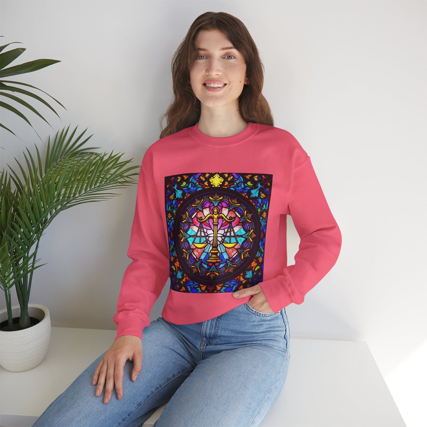 Unisex Heavy Blend™ Crewneck Sweatshirt, Glass 1, Libra Zodiac Design