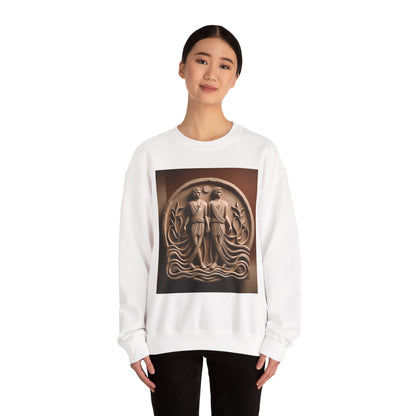 Unisex Heavy Blend™ Crewneck Sweatshirt, Stone Twins, Gemini Zodiac Design