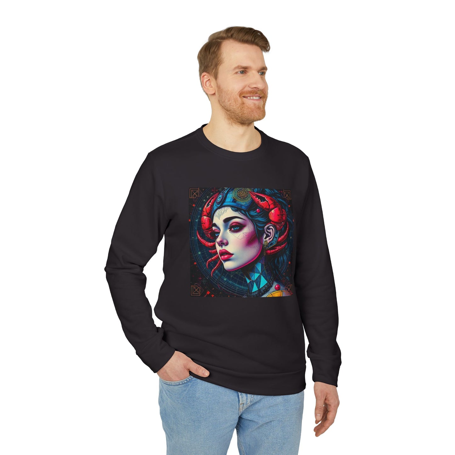 Adidas, Unisex Fleece Crewneck Sweatshirt, Cancer, Pop Art v1, Zodiac