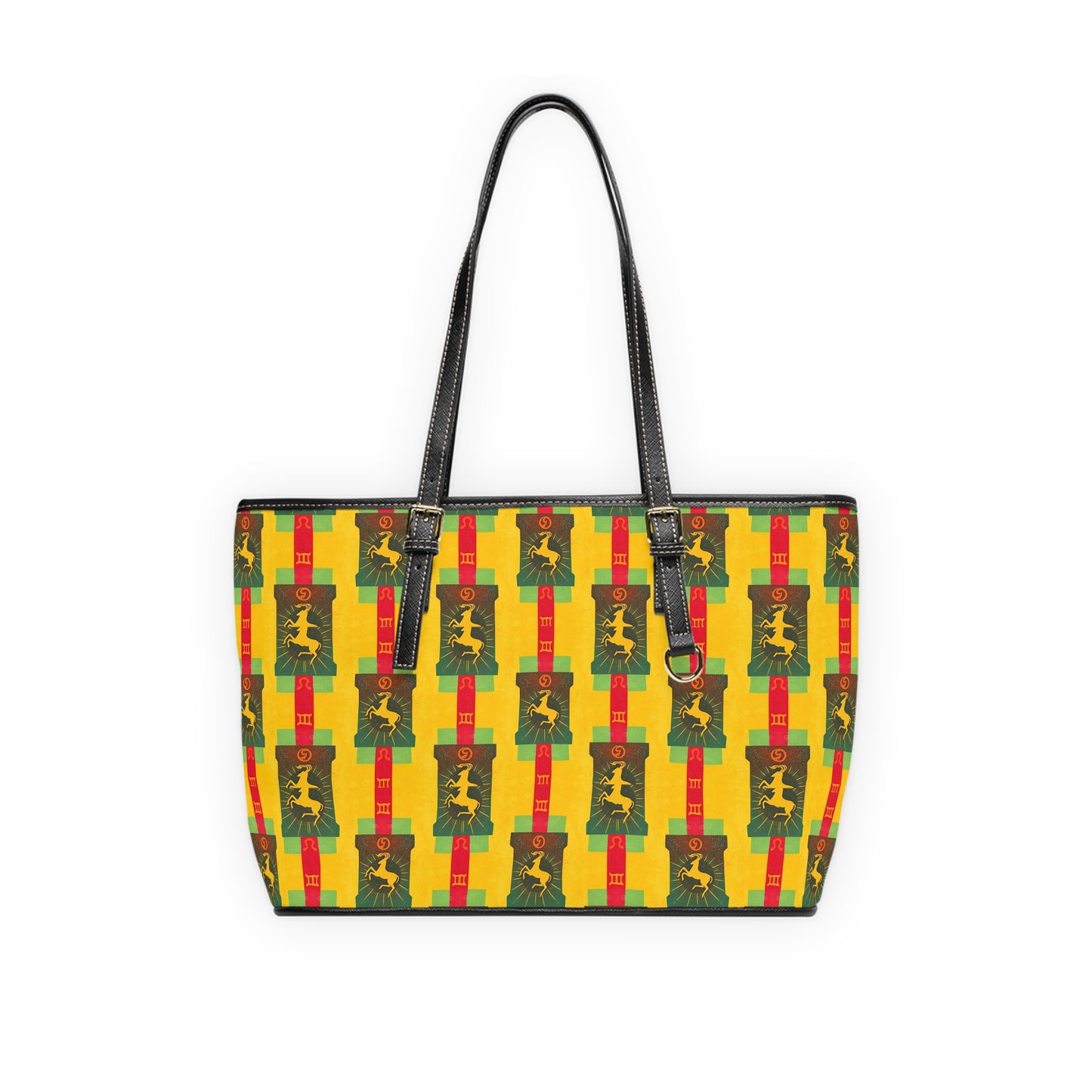 Leather Shoulder Bag, Capricorn, Zodiac v4, Shapes Pattern