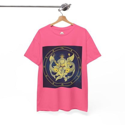 Unisex Heavy Cotton T-Shirt, King of Pisces, Zodiac Design