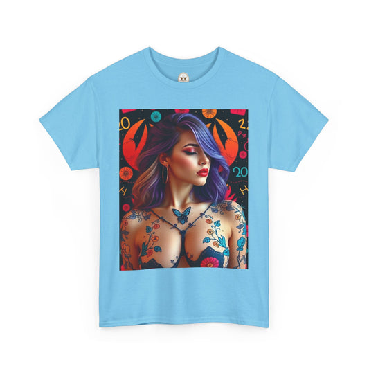 Unisex Heavy Cotton T-Shirt, Cancer, Zodiac, Sexy Art