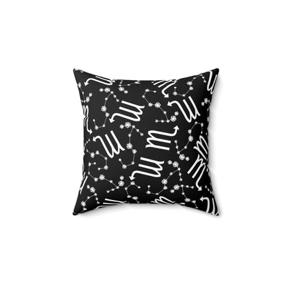Zodiac Spun Polyester Square Pillow Scorpio Zodiac Sign Black Pillow