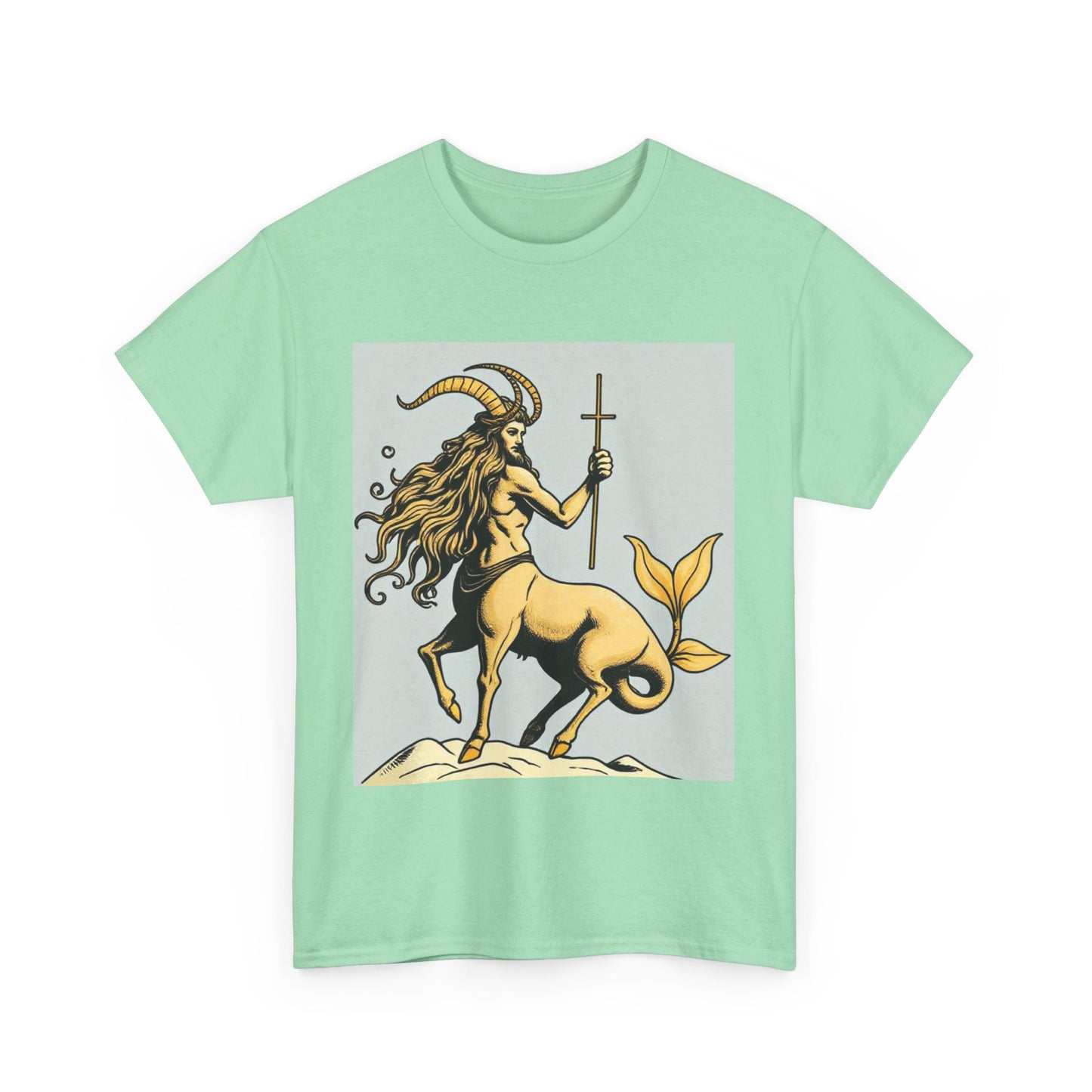 Unisex Heavy Cotton T-Shirt, Capricorn God v2, Zodiac Design