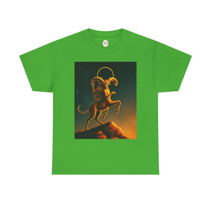 Unisex Heavy Cotton T-Shirt, Mountain Top 1v, Aries Zodiac Design