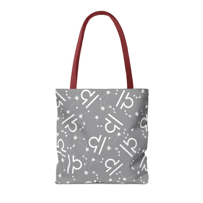 Tote Bag, Libra Zodiac Sign, AOP, (Grey, White)