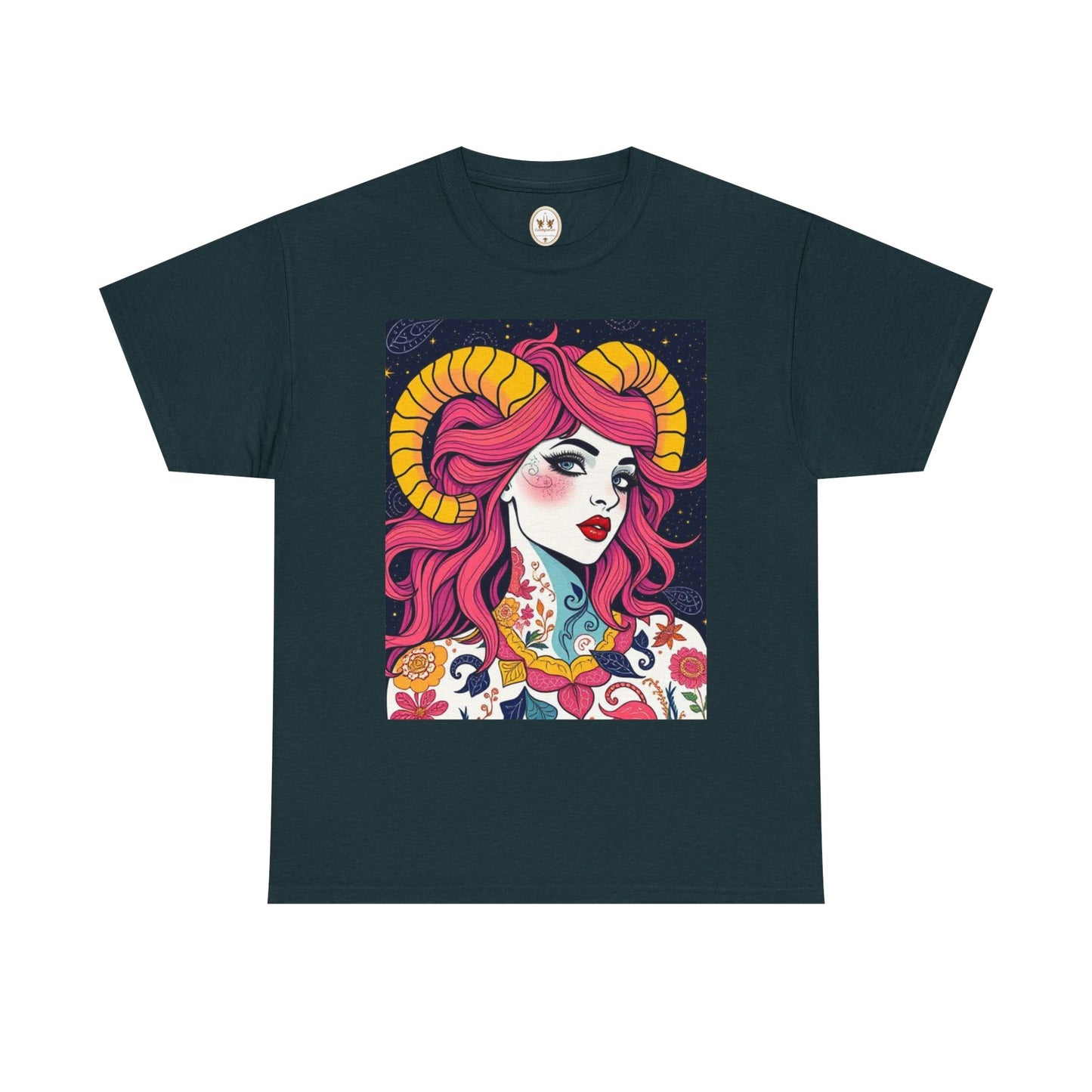 Unisex Heavy Cotton T-Shirt, Aries, Zodiac v2, Sexy Art