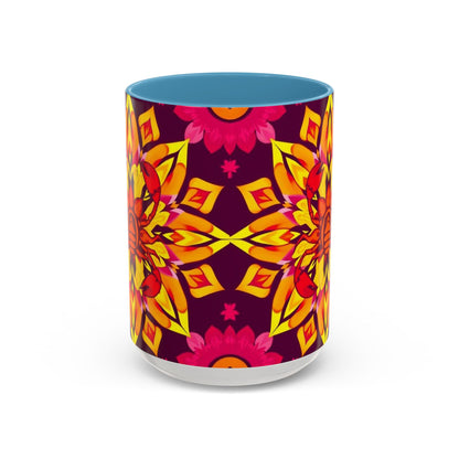 Accent Coffee Mug, Scorpio, Zodiac v1. Flower Pattern, (11, 15oz)