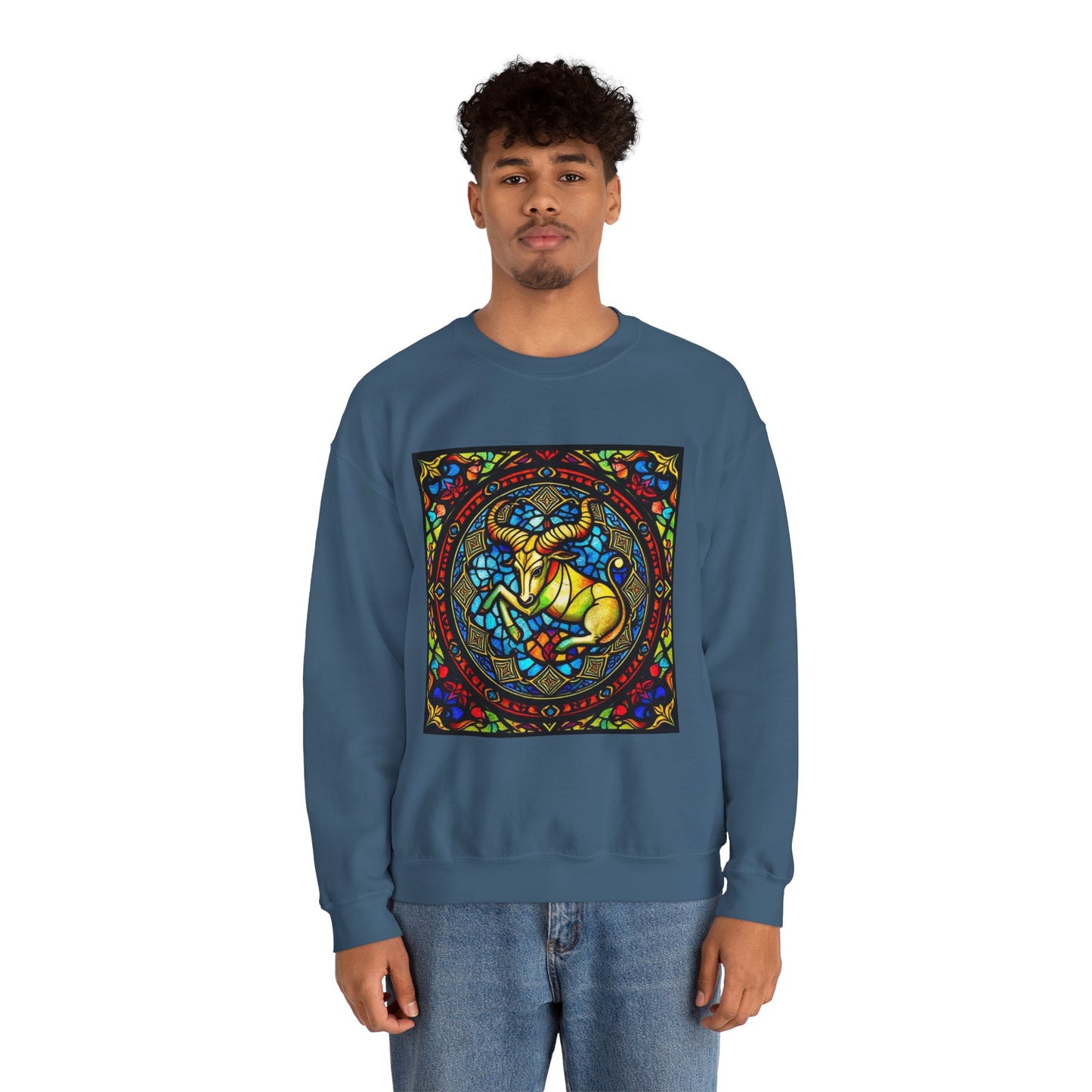 Unisex Heavy Blend™ Crewneck Sweatshirt, Glass, Taurus Zodiac Design