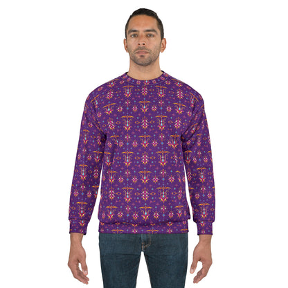 Unisex Sweatshirt (AOP), Sagittarius, Zodiac v4, Jewel Pattern