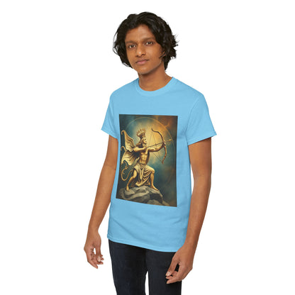 Unisex Heavy Cotton T-Shirt, Sagittarius King, Bow & Arrow v1, Zodiac Design