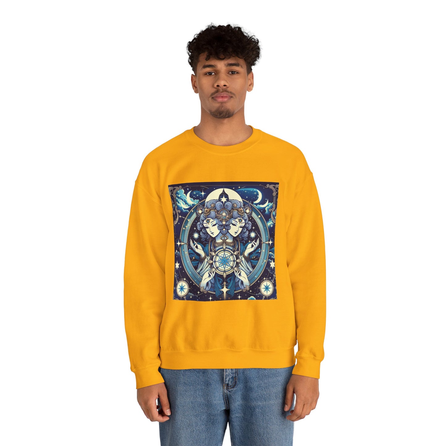 Unisex Heavy Blend™ Crewneck Sweatshirt,Twin Body, Gemini Zodiac Design