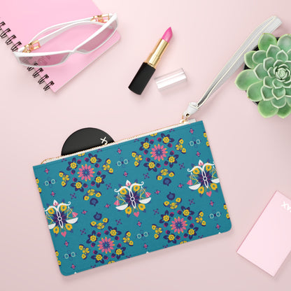 Clutch Bag, Libra, Zodiac v3, Flower Pattern