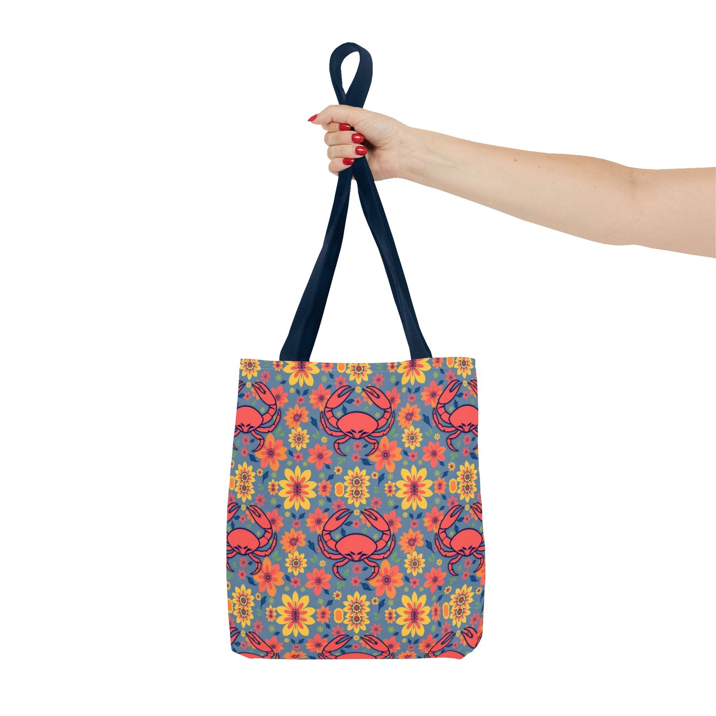 Tote Bag, (AOP), Cancer, Zodiac v3, Flower Pattern