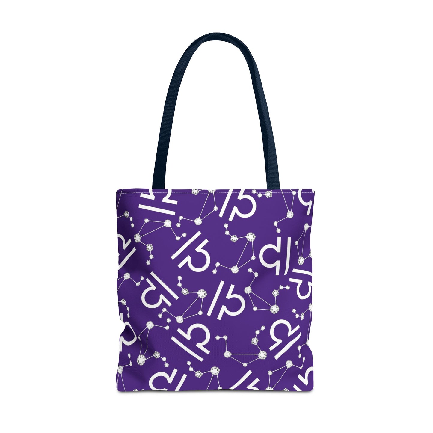 Tote Bag, Libra Zodiac Sign, AOP, (Purple, White)