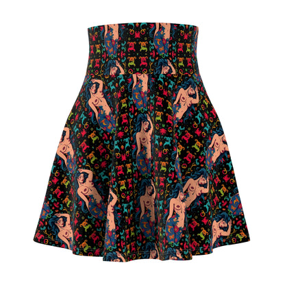 Women's Skater Skirt, (AOP), Aquarius, Zodiac v2, Sexy Pattern