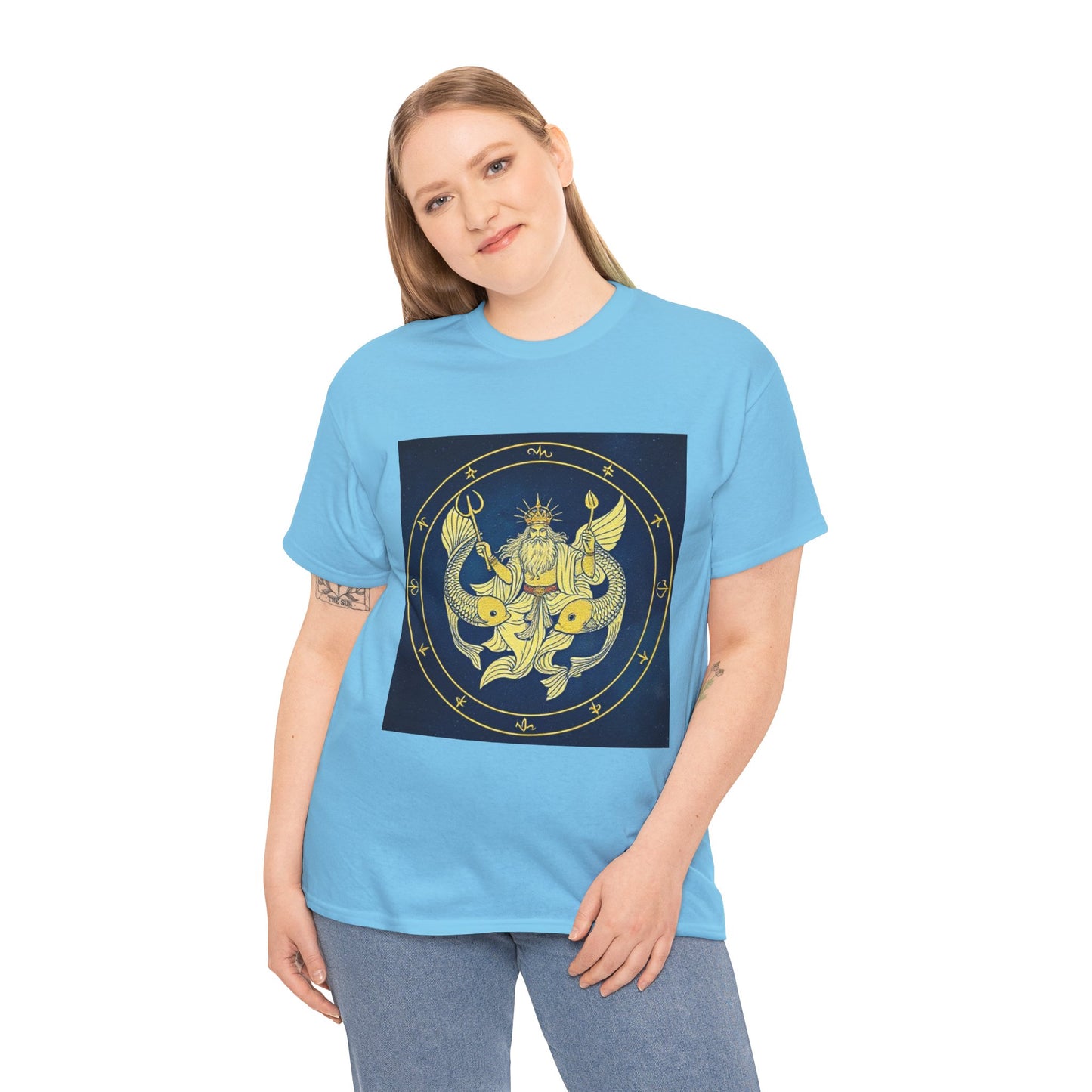 Unisex Heavy Cotton T-Shirt, King of Pisces, Zodiac Design
