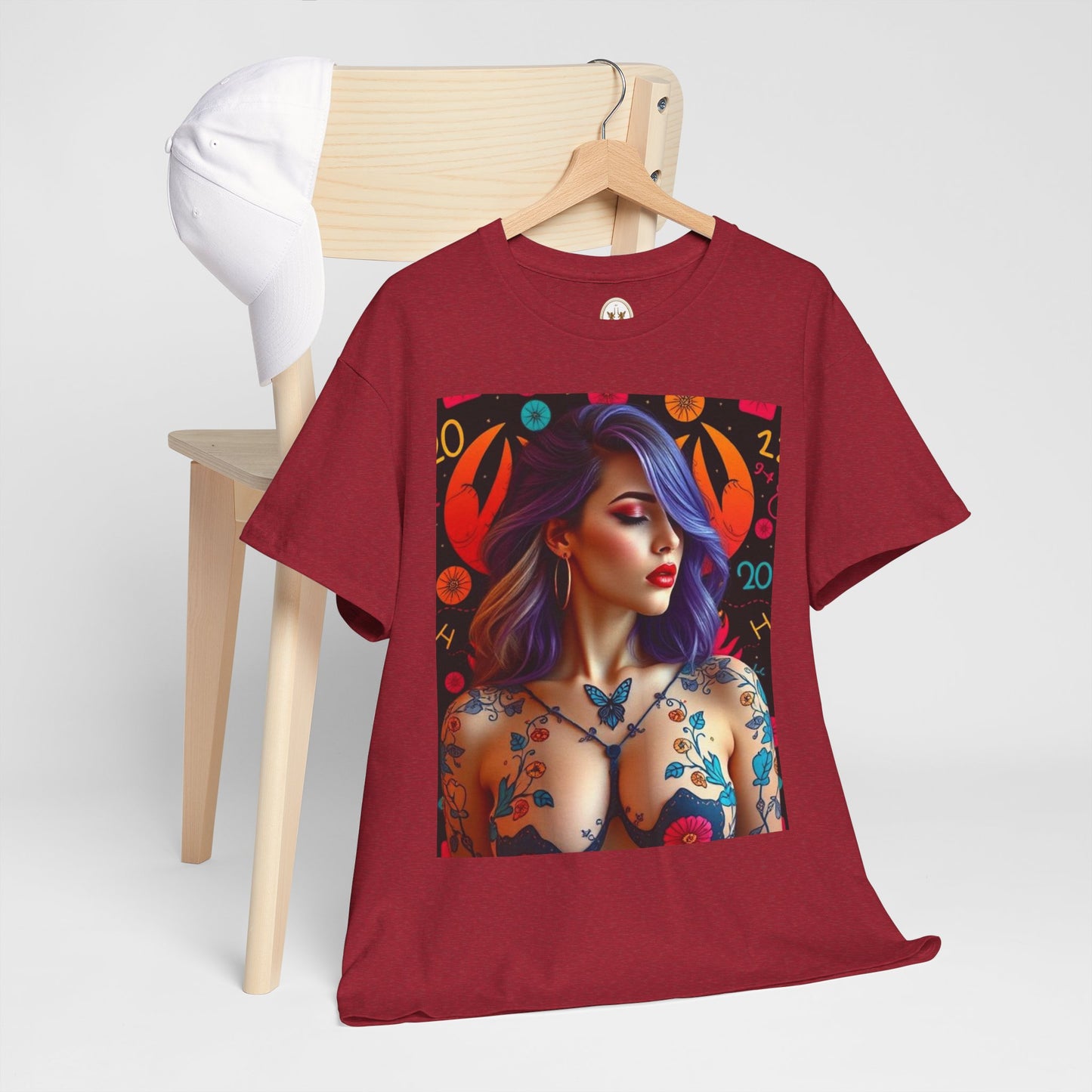 Unisex Heavy Cotton T-Shirt, Cancer, Zodiac, Sexy Art