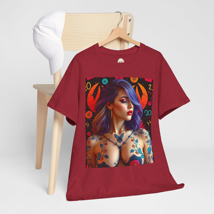 Unisex Heavy Cotton T-Shirt, Cancer, Zodiac, Sexy Art