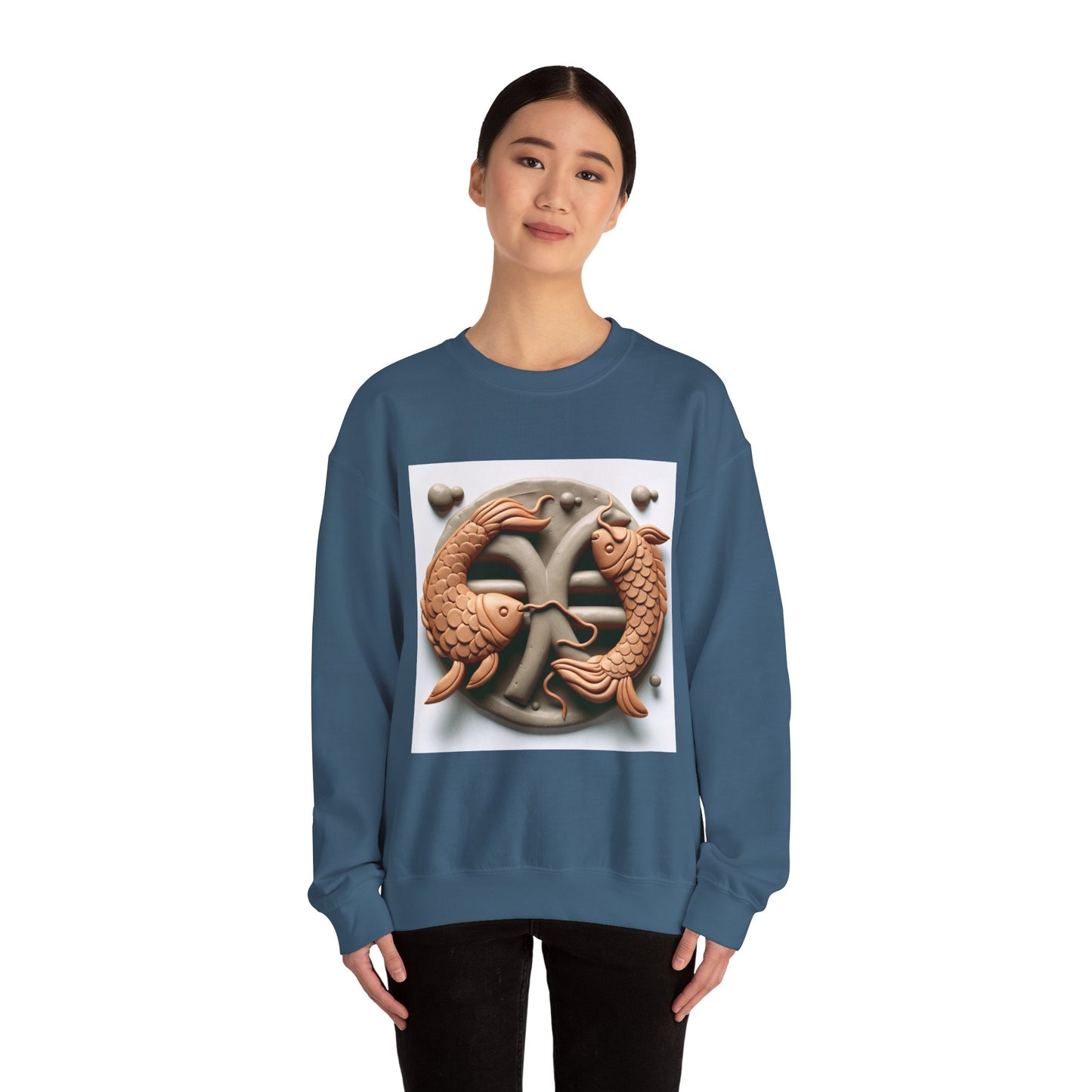 Unisex Heavy Blend™ Crewneck Sweatshirt,Two Fishes  Pisces Zodiac Design