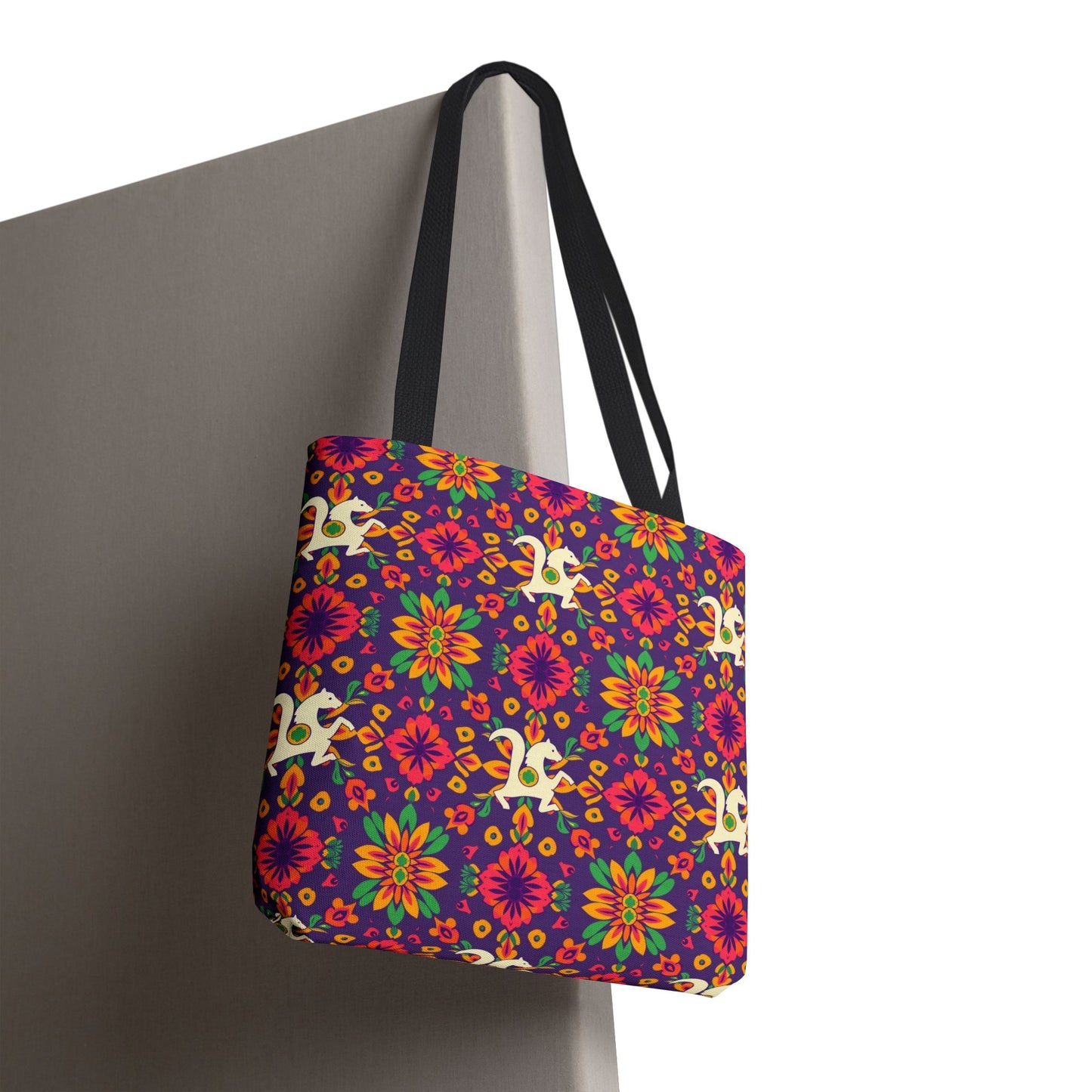 Tote Bag (AOP), Aquarius, Zodiac v2, Flower Pattern