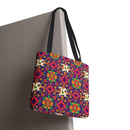 Tote Bag (AOP), Aquarius, Zodiac v2, Flower Pattern