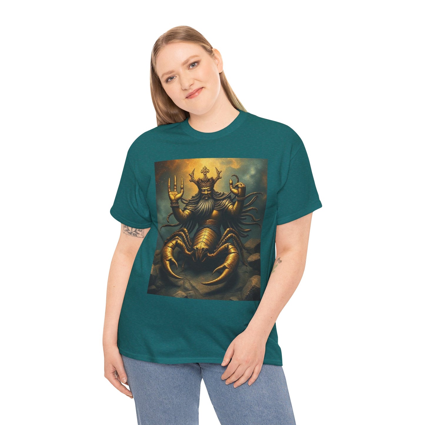 Unisex Heavy Cotton T-Shirt, Desert Scorpio King, Zodiac Design