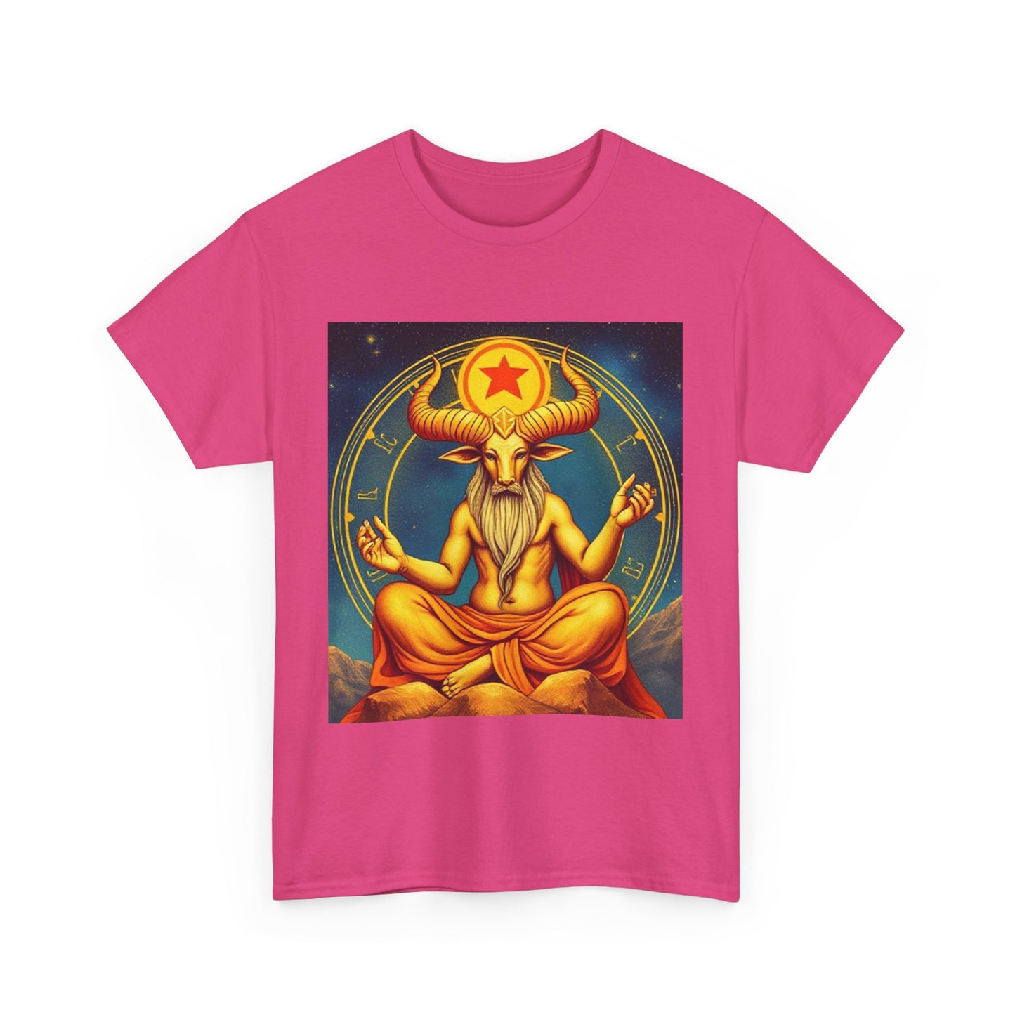 Unisex Heavy Cotton T-Shirt, Meditating Bull, Taurus Zodiac Design