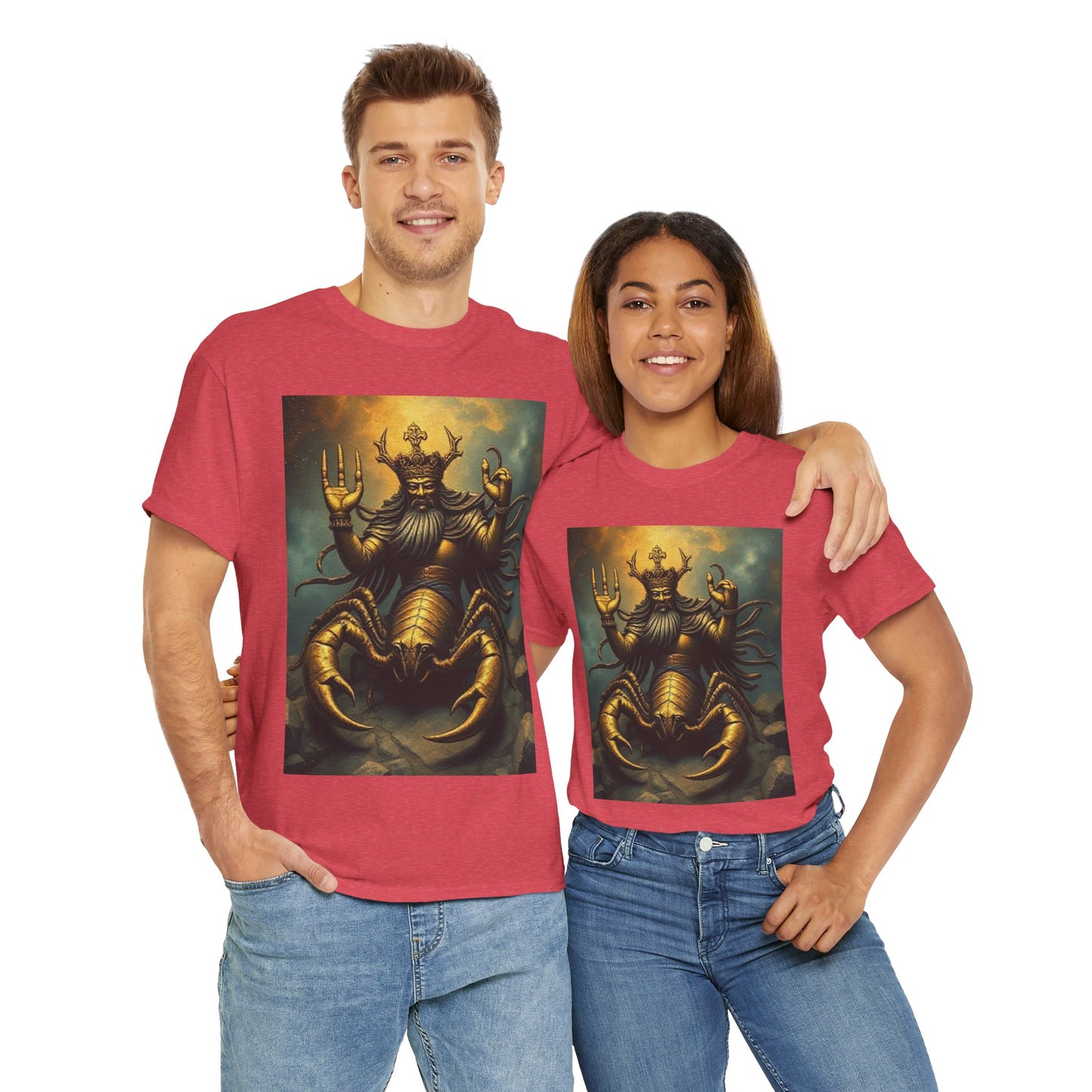 Unisex Heavy Cotton T-Shirt, Desert Scorpio King v1, Zodiac Design