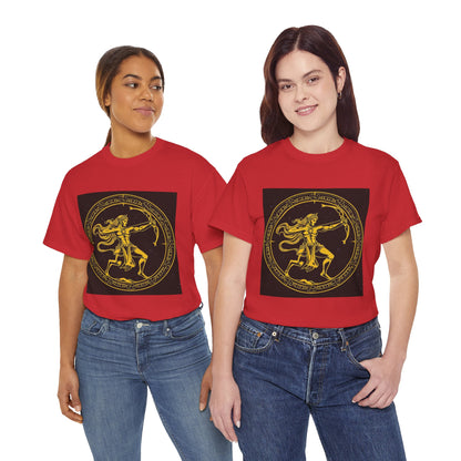 Unisex Heavy Cotton T-Shirt, Mythical Faun/Satyr, Sagittarius Zodiac Design