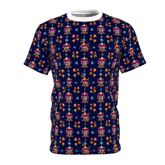 Unisex Cut & Sew T-Shirt, (AOP) Aquarius, Zodiac v4, Jewels Pattern