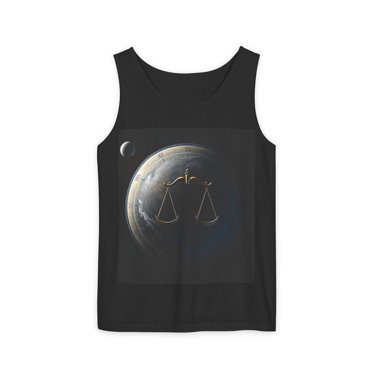 Unisex Garment-Dyed, Tank Top, Libra Design, Space Scale v1, 100% US cotton