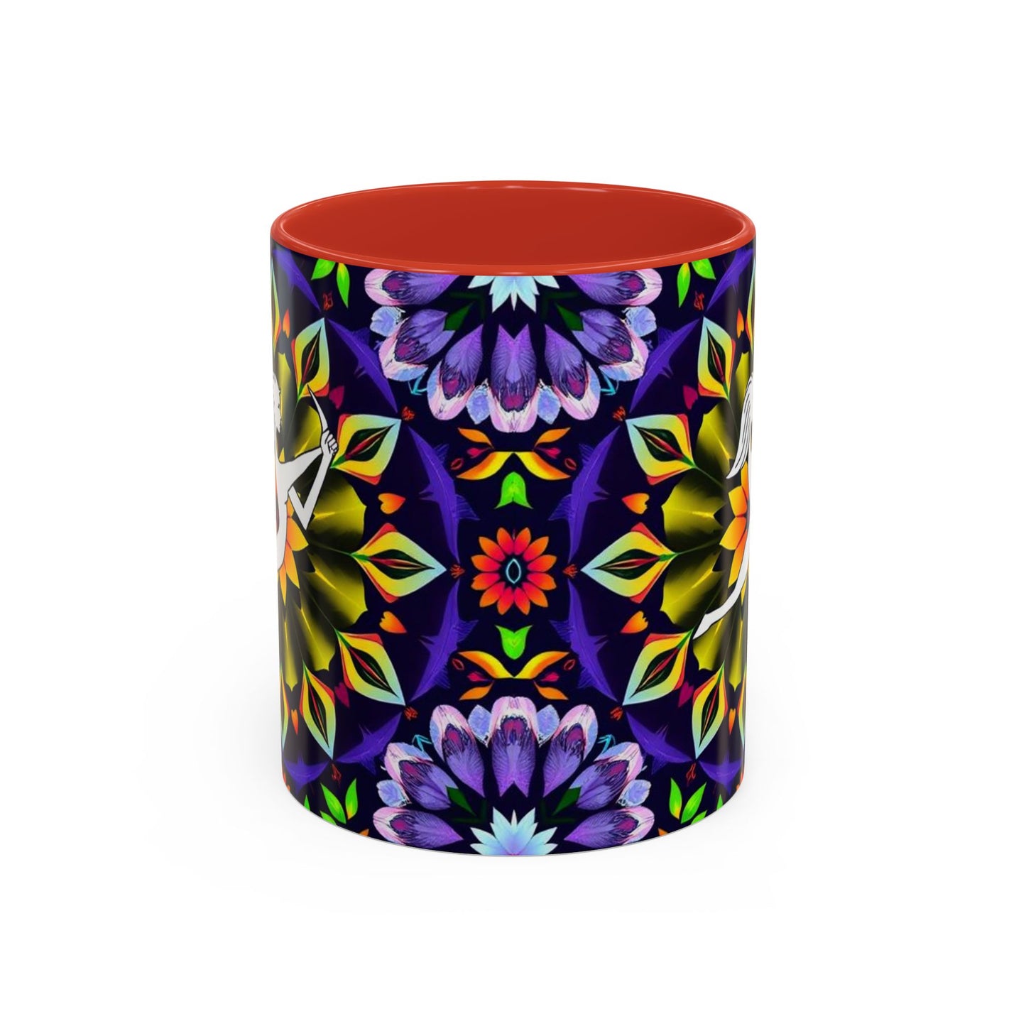 Accent Coffee Mug, Sagittarius, Zodiac v1. Flower Pattern, (11, 15oz)