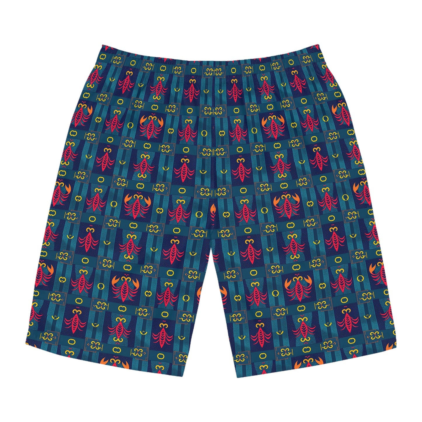 Men's Board Shorts, (AOP), Scorpio, Zodiac v1, Shape Pattern