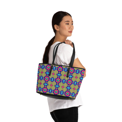 Leather Shoulder Bag, Aquarius, Zodiac v3, Shapes Pattern