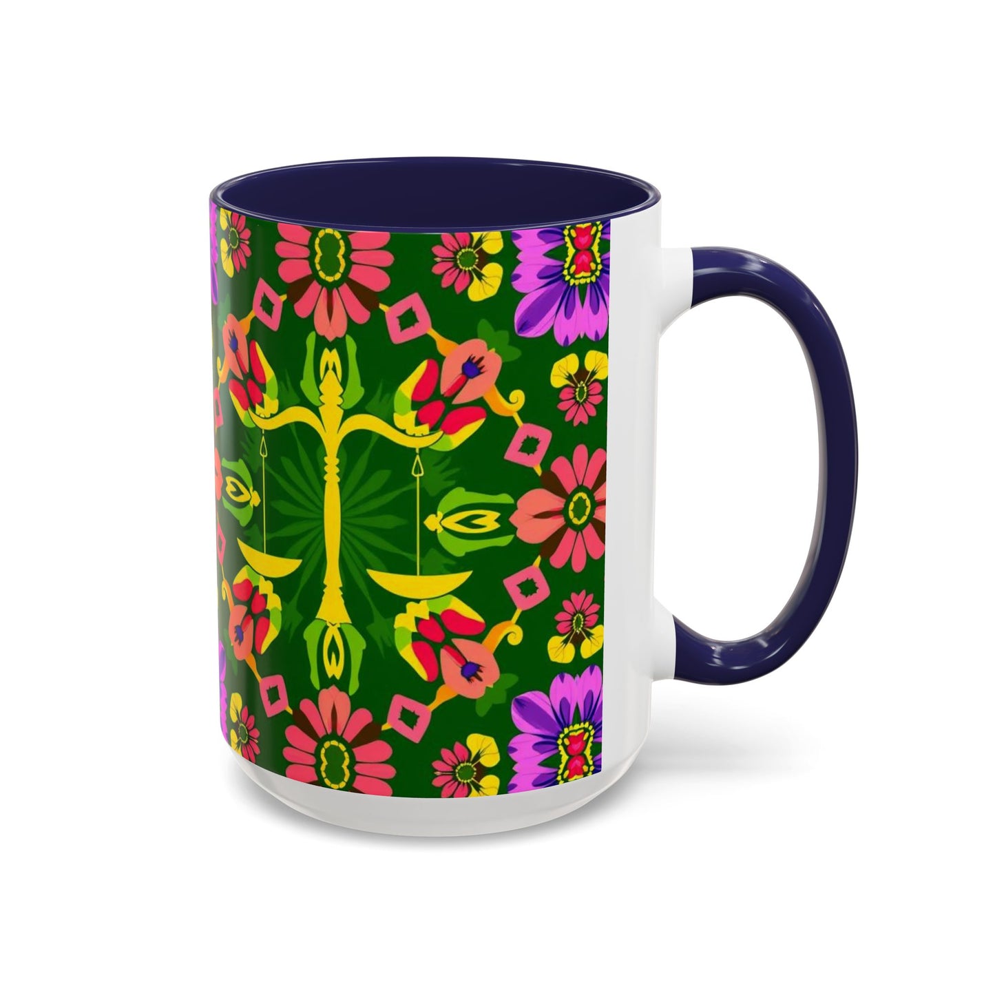 Accent Coffee Mug, Libra, Zodiac, Flower Pattern, (11, 15oz)