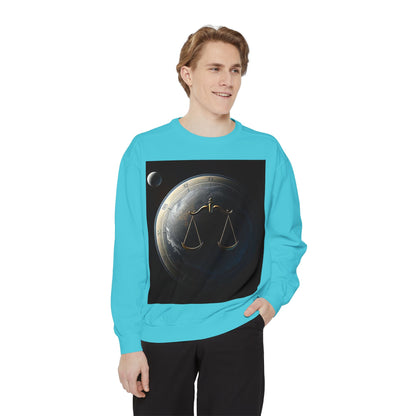 Garment-Dyed Sweatshirt, Unisex, Space Animal Design, Libra