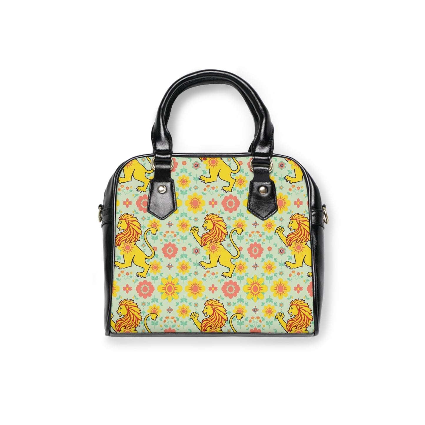 Shoulder Handbag, Leo, Zodiac v1, Flower Pattern