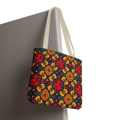 Tote Bag, (AOP), Virgo, Zodiac v4, Flower Pattern