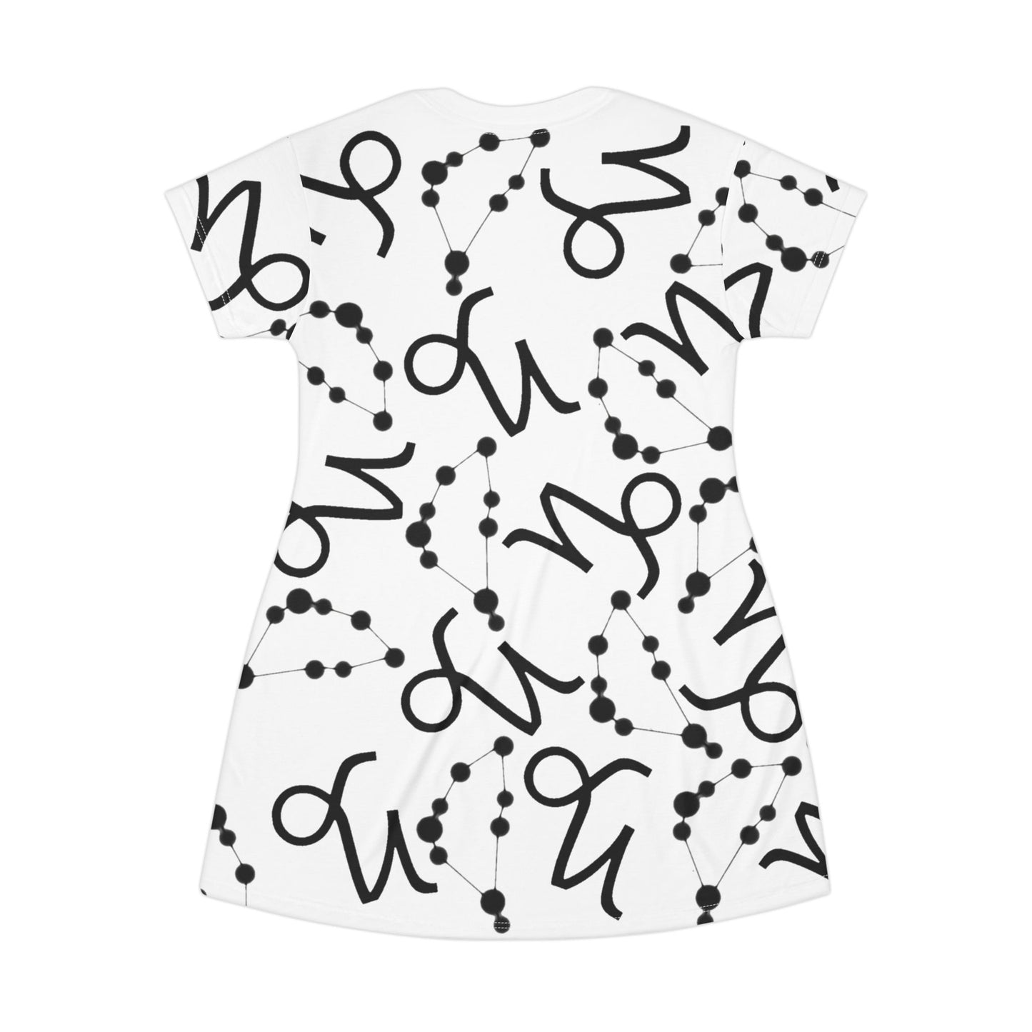 T-Shirt Dress (AOP), 100% Polyester, White thread color, Capricorn Zodiac design