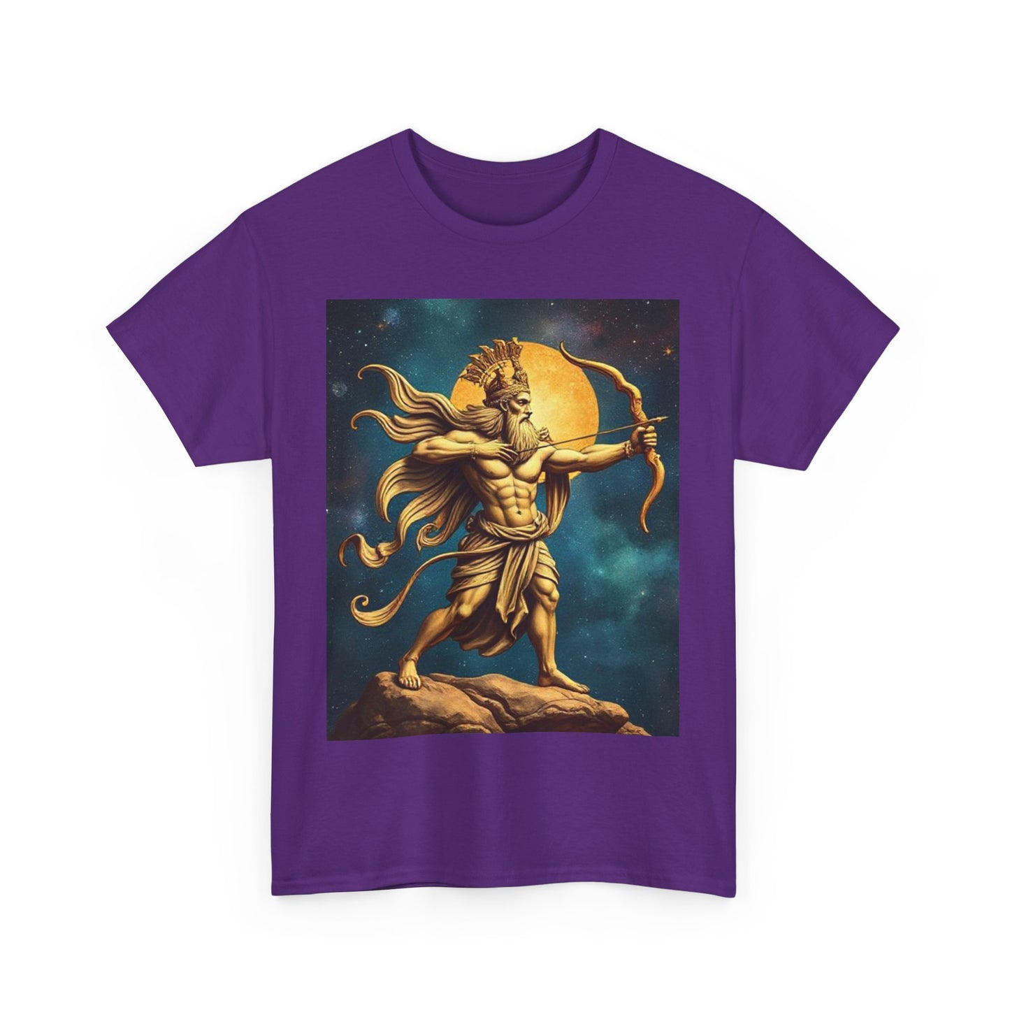 Unisex Heavy Cotton T-Shirt, Midnight Arrow v1, Sagittarius Zodiac Design