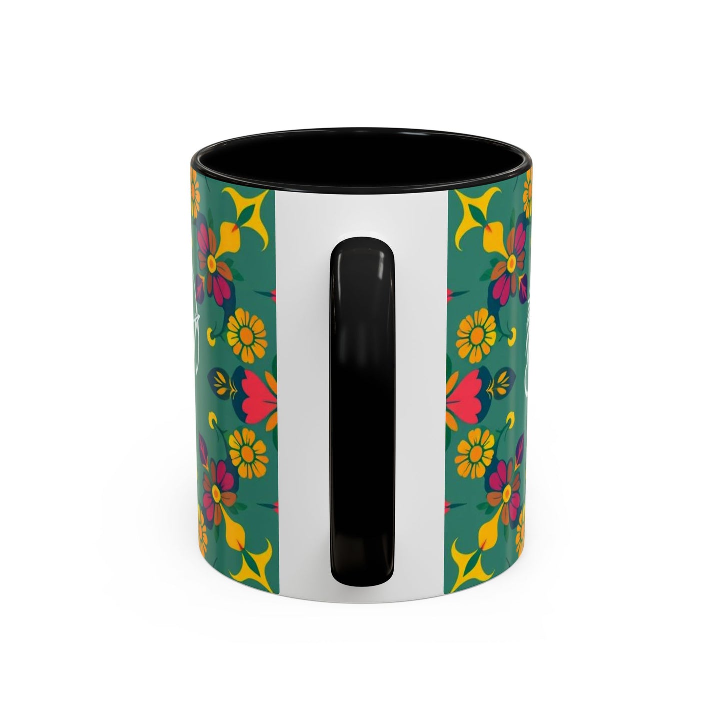 Accent Coffee Mug, Sagittarius, Zodiac. Flower Pattern, (11, 15oz)