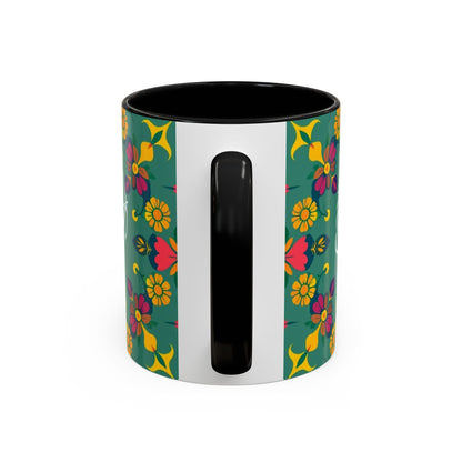 Accent Coffee Mug, Sagittarius, Zodiac. Flower Pattern, (11, 15oz)