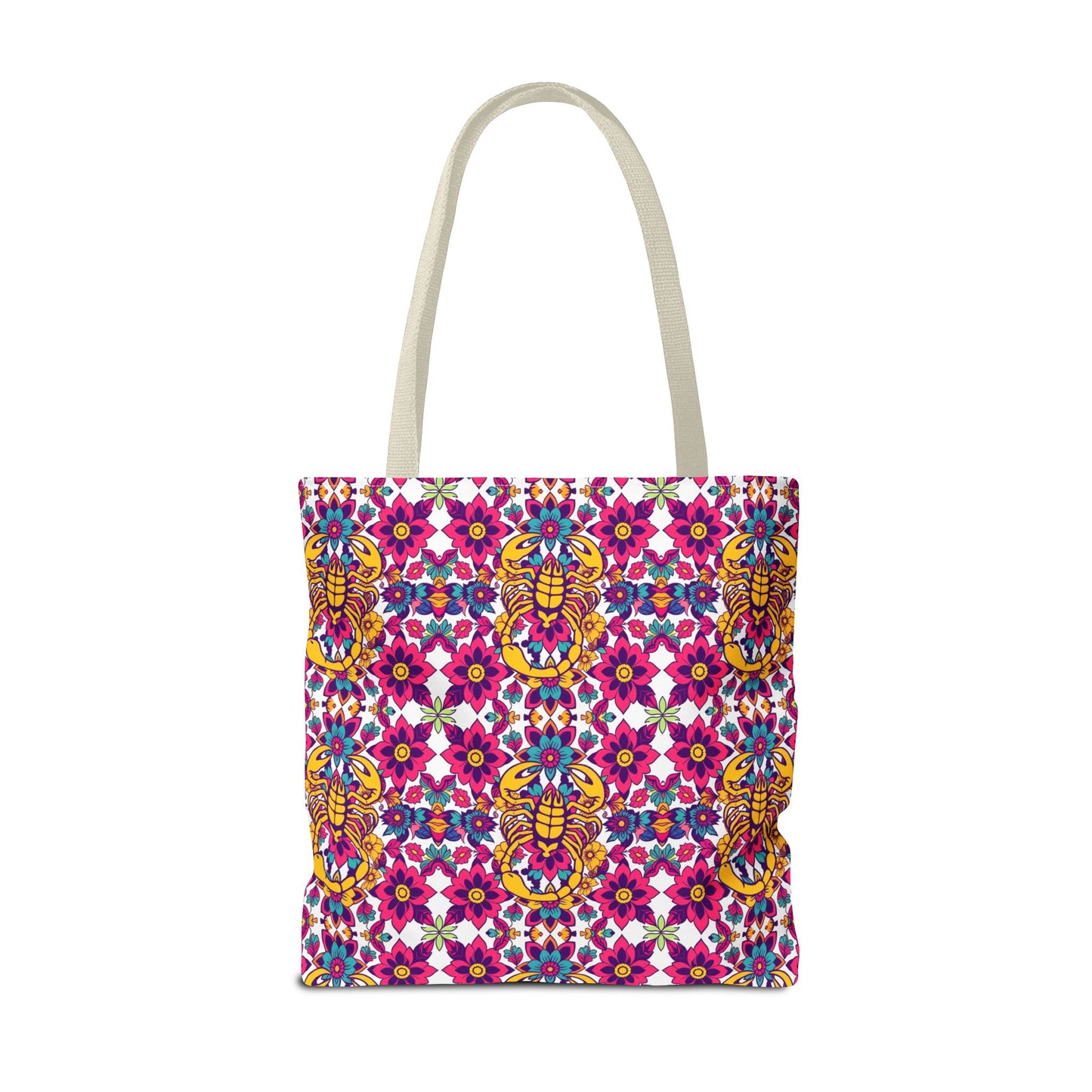 Tote Bag (AOP), Scorpio, Zodiac v1, Flower Pattern