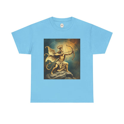 Unisex Heavy Cotton T-Shirt, Sagittarius King, Bow & Arrow v1, Zodiac Design
