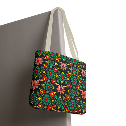 Tote Bag, (AOP), Aquarius, Zodiac v1, Flower Pattern