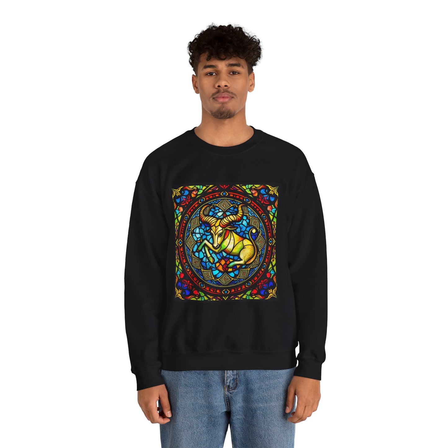 Unisex Heavy Blend™ Crewneck Sweatshirt, Glass, Taurus Zodiac Design
