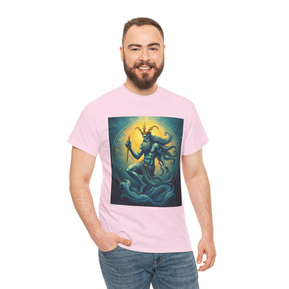 Unisex Heavy Cotton T-Shirt, Aquarius God 1, Zodiac Design